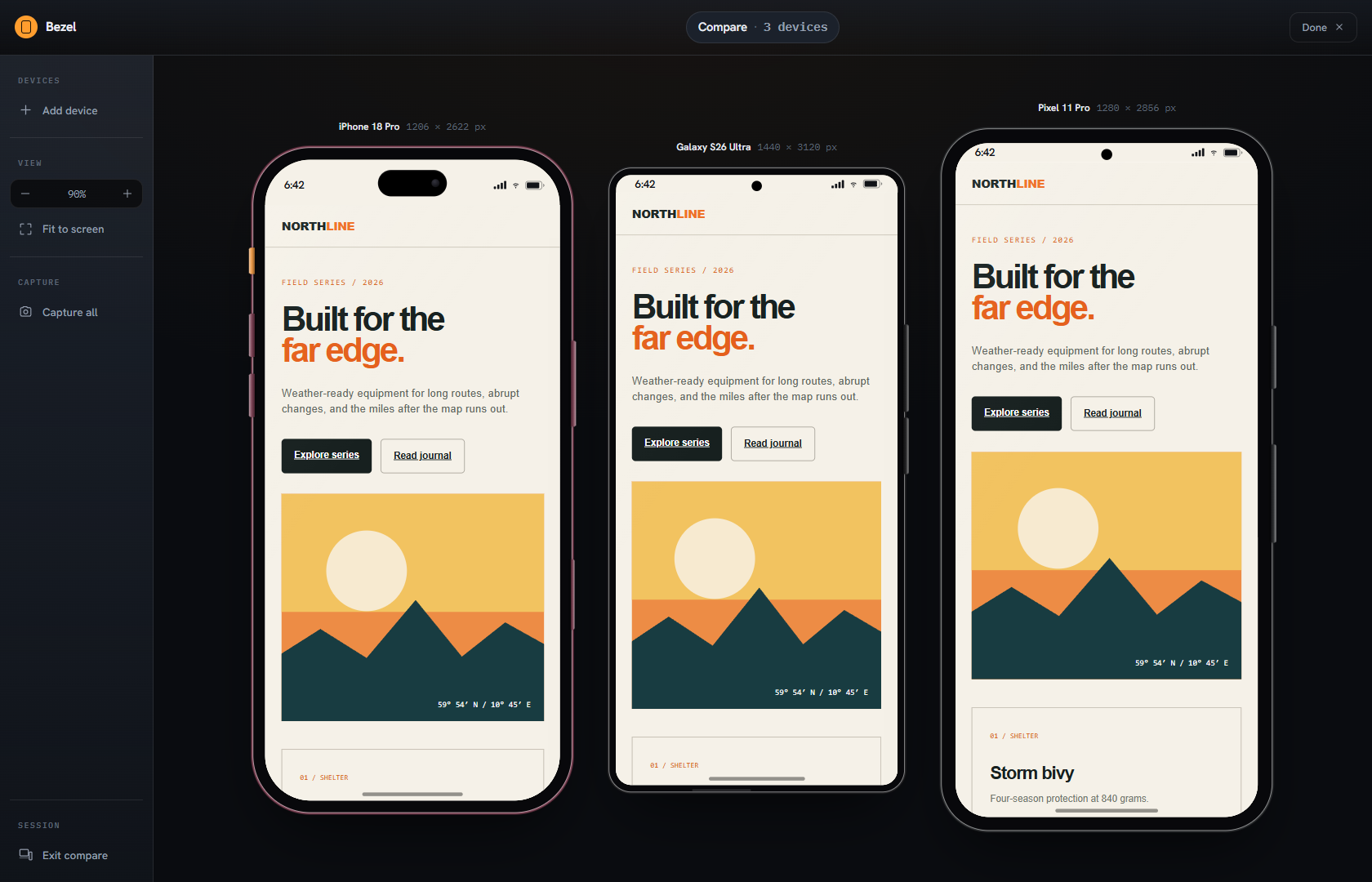 Bezel comparing iPhone 18 Pro, Galaxy S26 Ultra, and Pixel 11 Pro