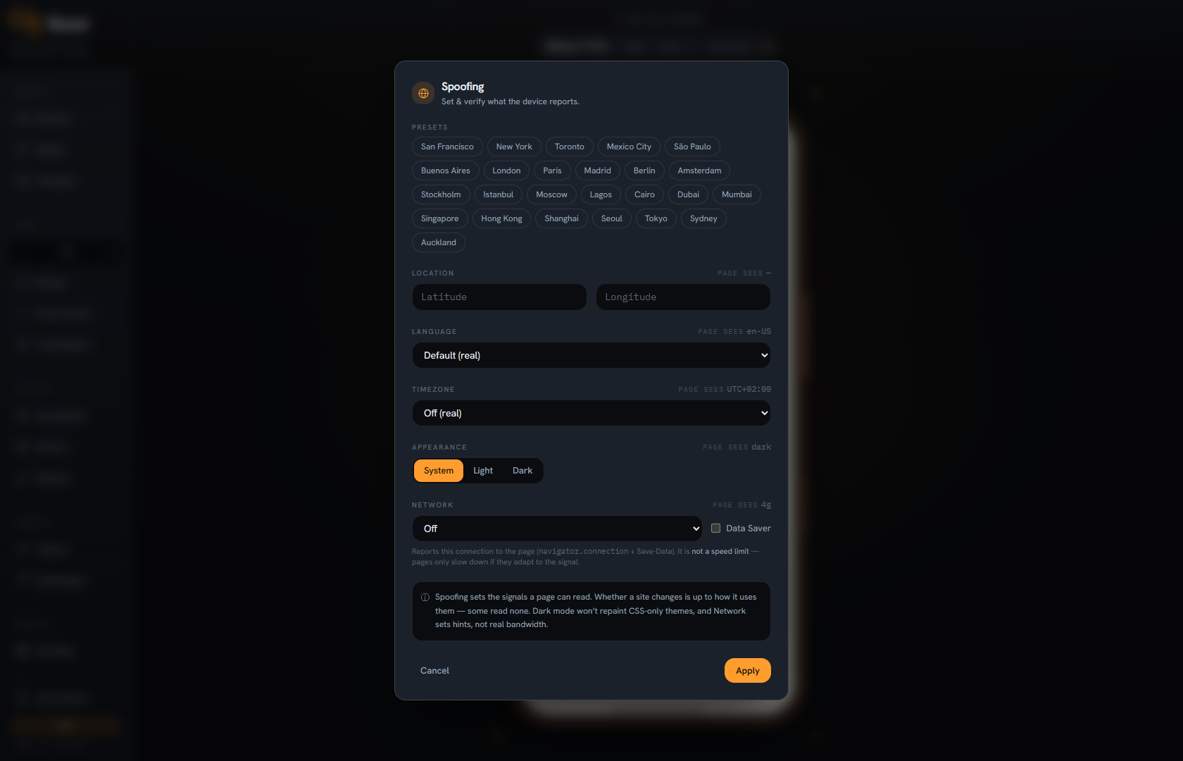 Bezel environment and request spoofing controls